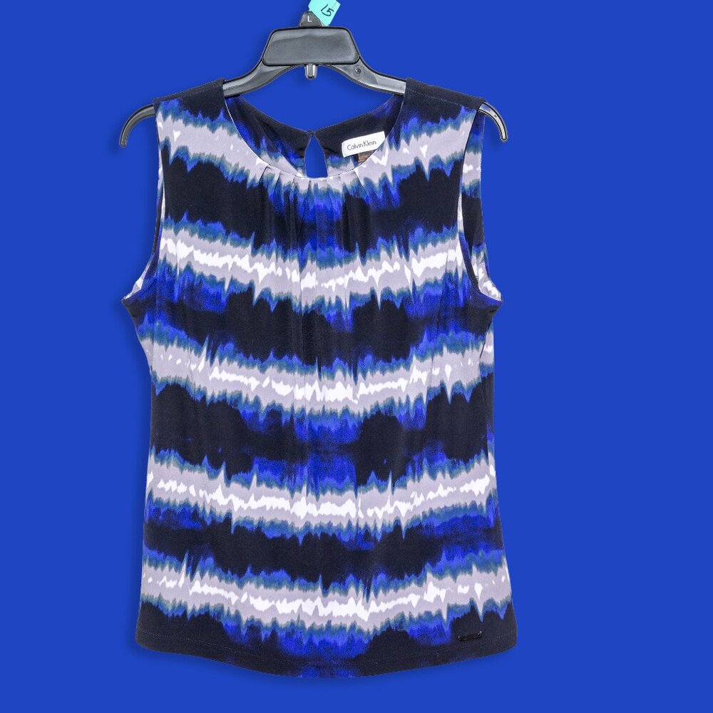 Calvin Klein Sleeveless Shell Blue White Ombré